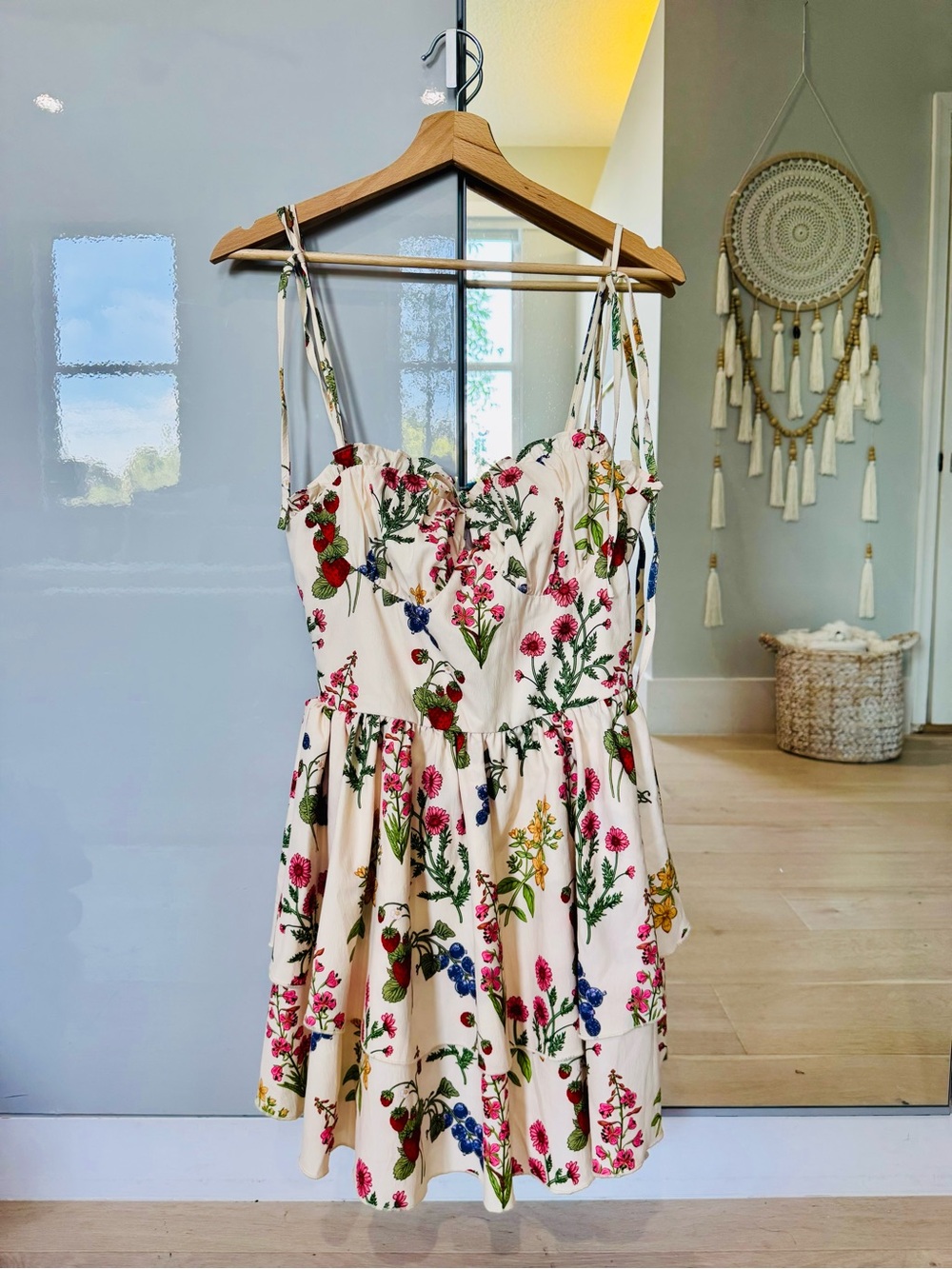 Cider Cream Floral & Strawberry Tiered Mini Dress Size Small (Sold out online!) - Picture 10 of 14